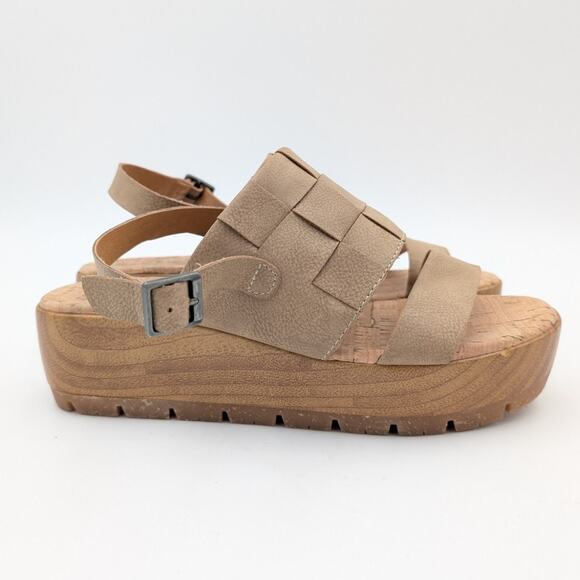 Korks Fraya Wedge Slingback Natural Platform Sandal Women's Size US8M EU39 - Picture 3 of 8